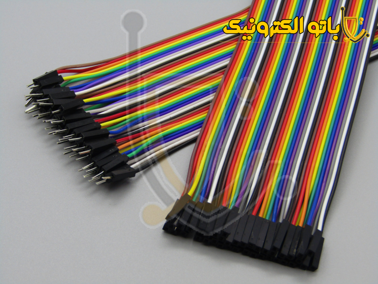 سیم فلت برد بوردی نر به ماده ۲۰ سانتی باتو الکترونیک | کابل جامپر فلت سیلیکونی یک سر فیمیل و یک سر ماله مناسب Arduino و 