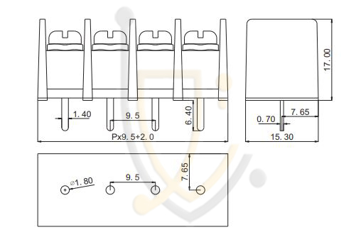 خرید ترمینال پیچی 3 پین گام 9.5 میلیمتر مشکی | ترمینال قدرت ۳ کانال