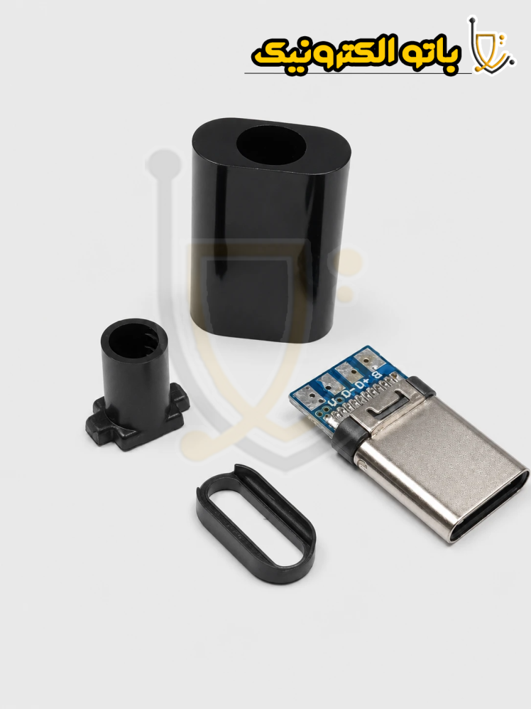 خرید فیش USB Type-C نری سرکابلی | کانکتور USB-C نری کاوردار