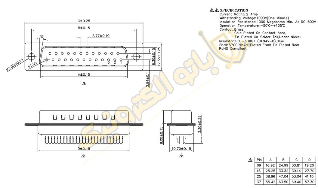 کانکتور DB15 نری سرکابلی | مناسب ساخت کابل کنترلی و صنعتی - باتوالکترونیک